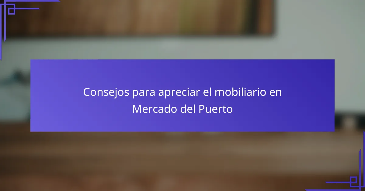 Consejos para apreciar el mobiliario en Mercado del Puerto