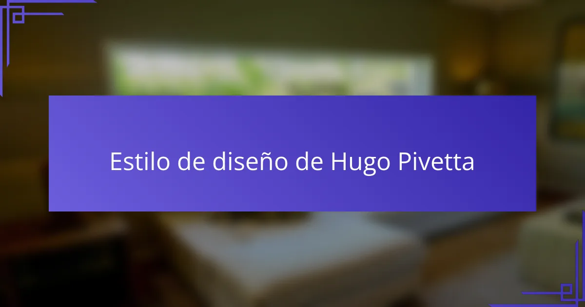 Estilo de diseño de Hugo Pivetta