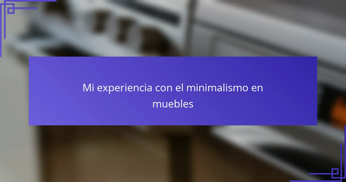Mi experiencia con el minimalismo en muebles