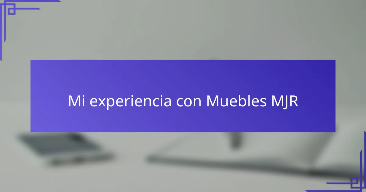 Mi experiencia con Muebles MJR
