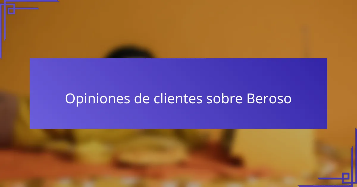 Opiniones de clientes sobre Beroso