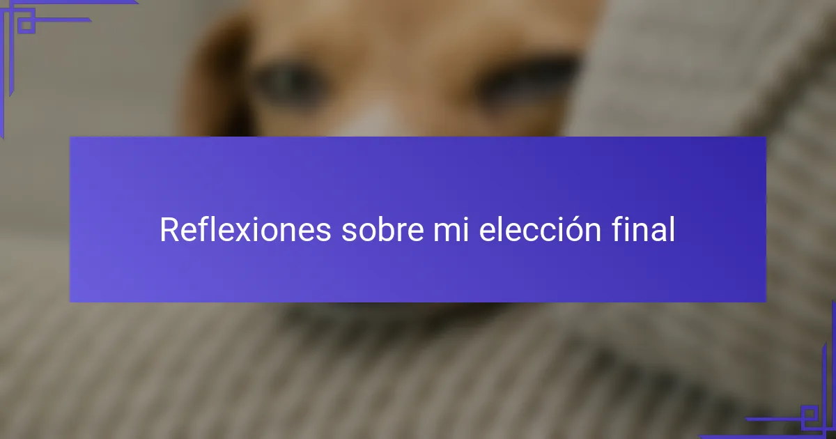 Reflexiones sobre mi elección final